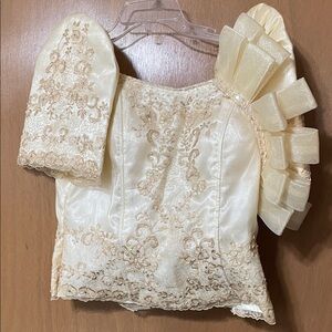 Elegant Cream Embroidered Blouse and Skirt set